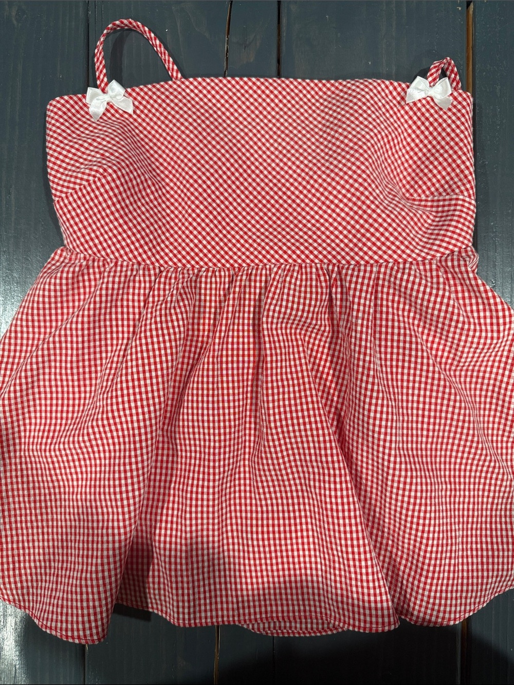 Beginning Boutique Red Gingham Bow-Accent Tank